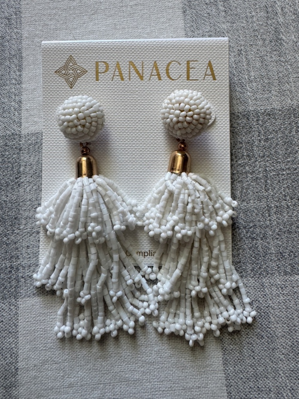 Panacea White Beaded Tassel Drop Earrings